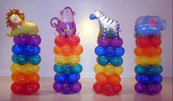 PILARES DE 6 COLORES A ESCOJER CON GLOBOS METALICOS A ESCOJER